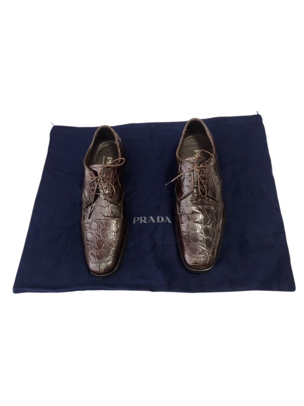 Prada Brown Crocodile Leather Dress Shoes
